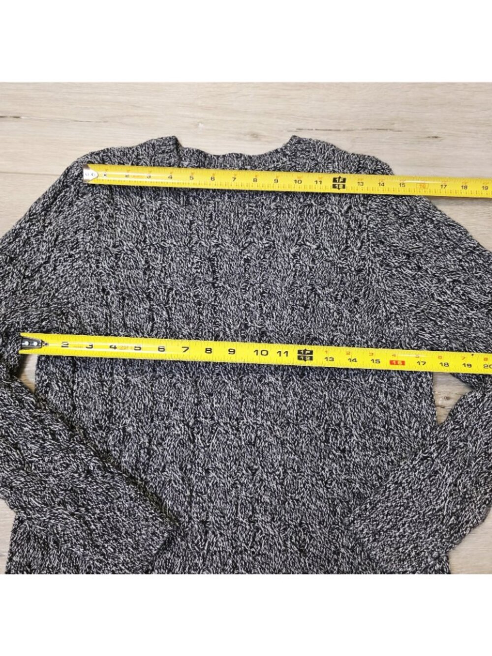 Lands End Drifter Fisherman Cable Knit Sweater Sz Lg 14-16 Black Heather - Picture 3 of 5